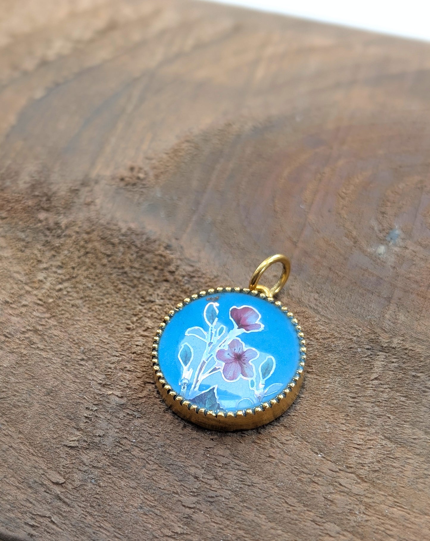 Aqua and Floral Pendant