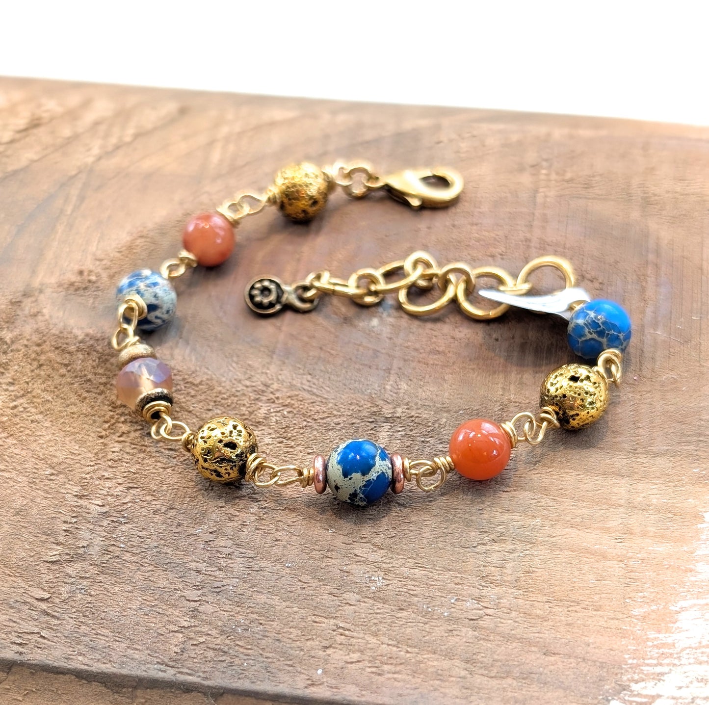 Beaded Link Bracelet in Blues and Blush