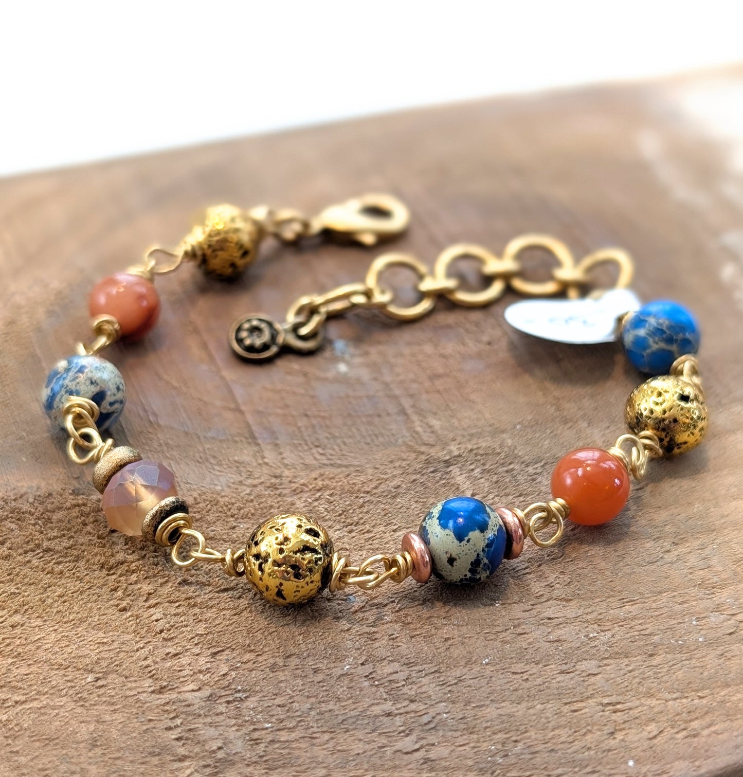 Beaded Link Bracelet in Blues and Blush