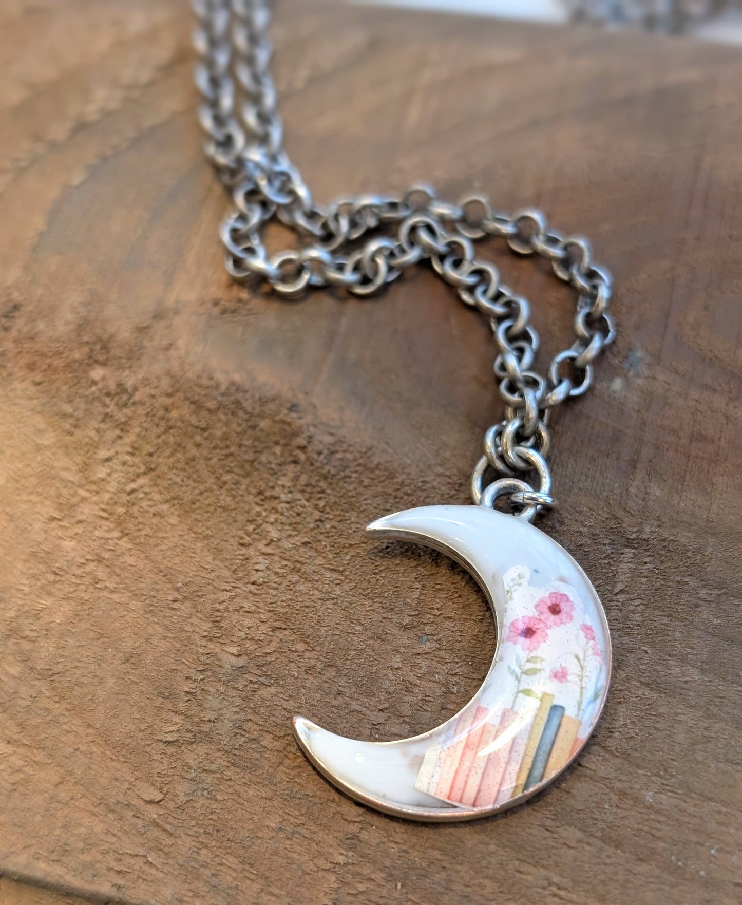 Crescent Moon Bibliophile Necklace