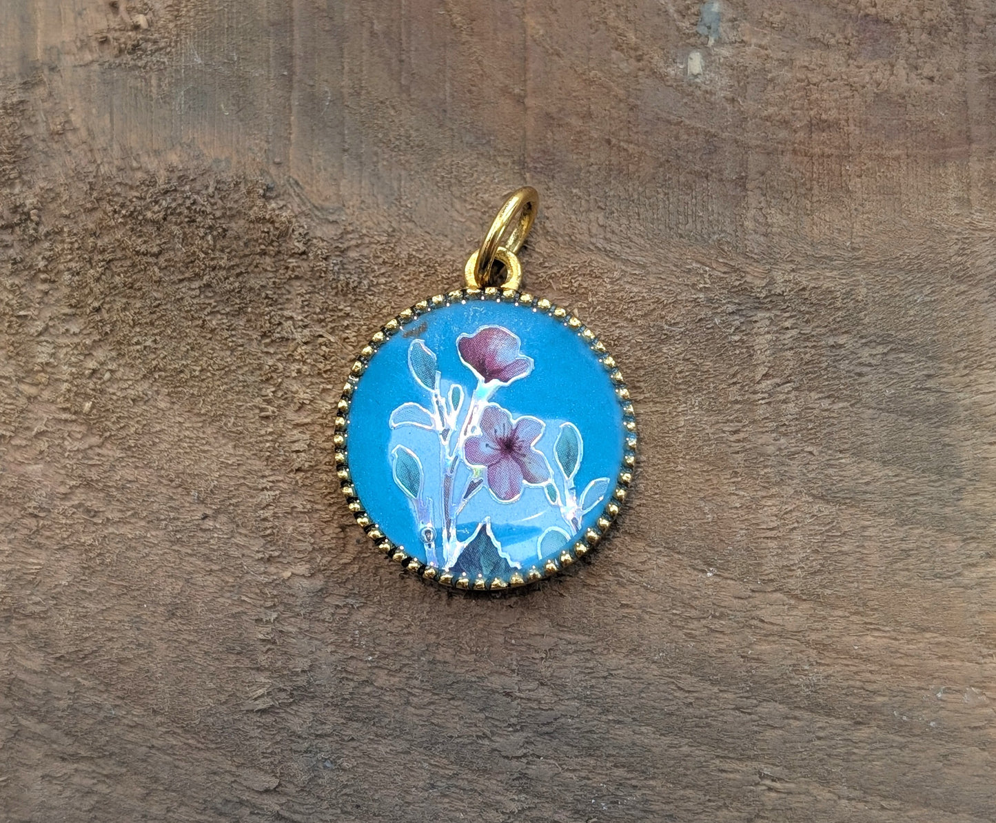 Aqua and Floral Pendant