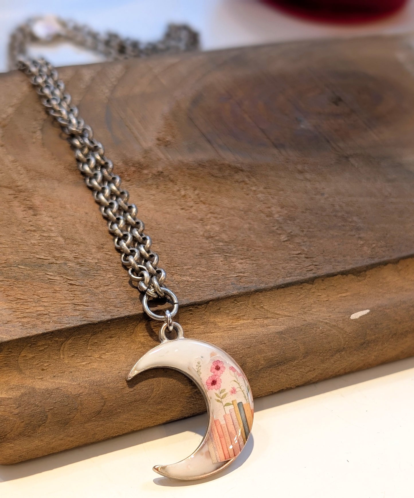 Crescent Moon Bibliophile Necklace