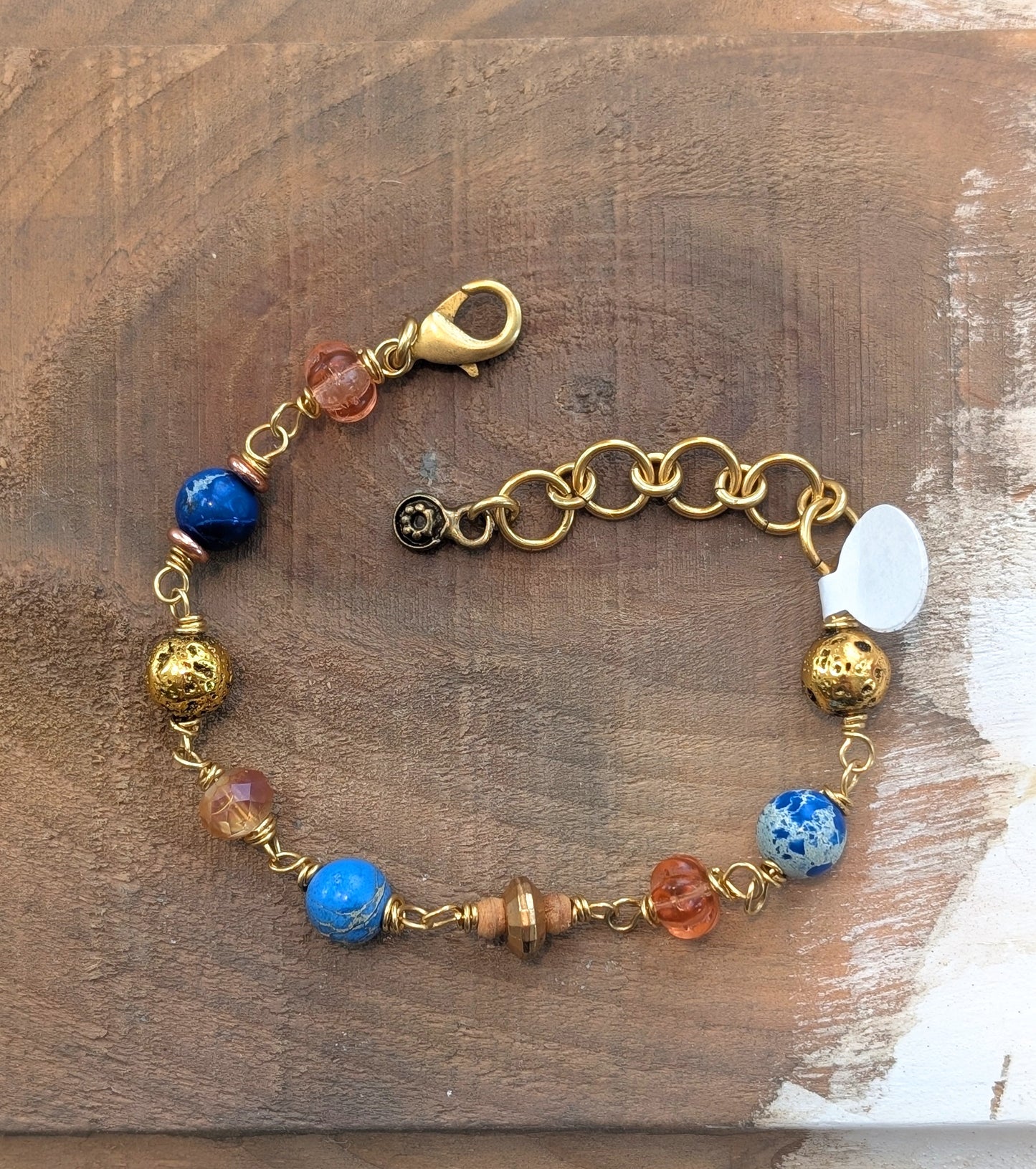 Beaded Link Bracelet in Blues and Blush