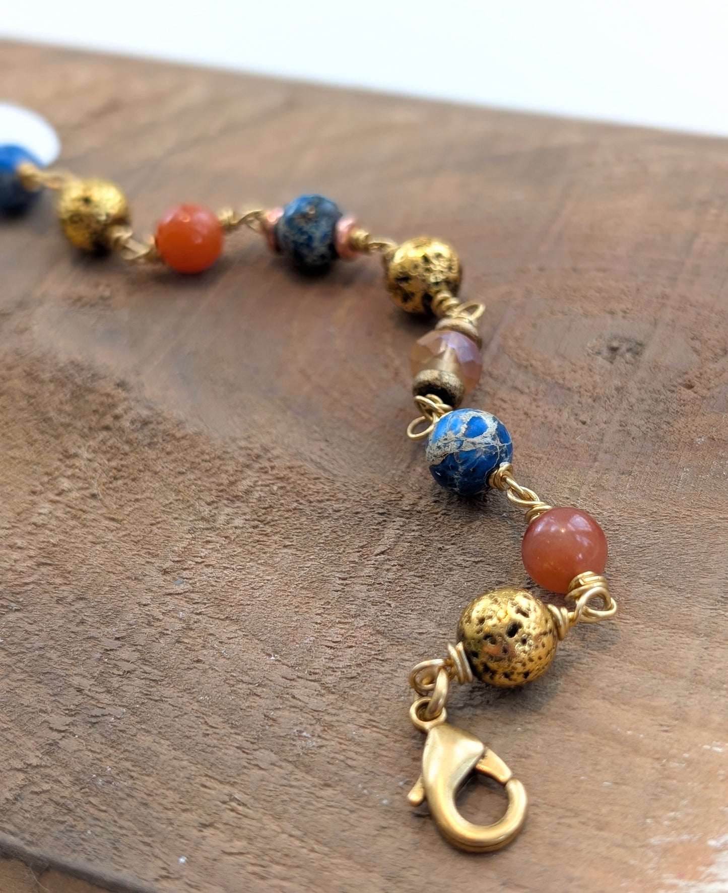 Beaded Link Bracelet in Blues and Blush
