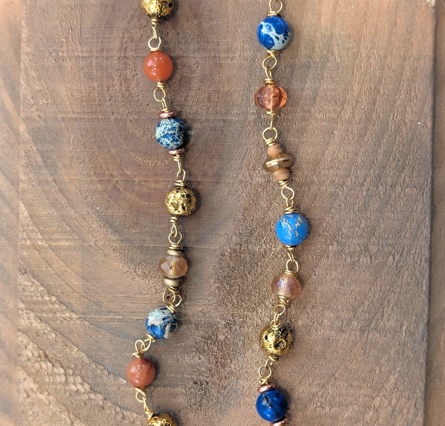 Beaded Link Bracelet in Blues and Blush